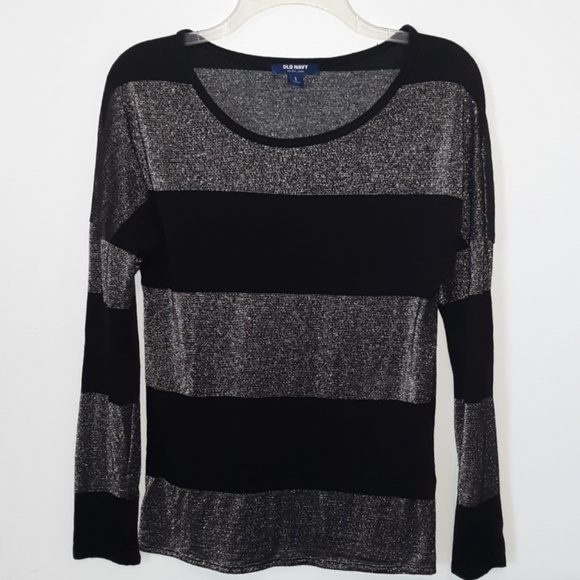 Old Navy Silver and Black Striped Top, size S - Picture 1 of 4